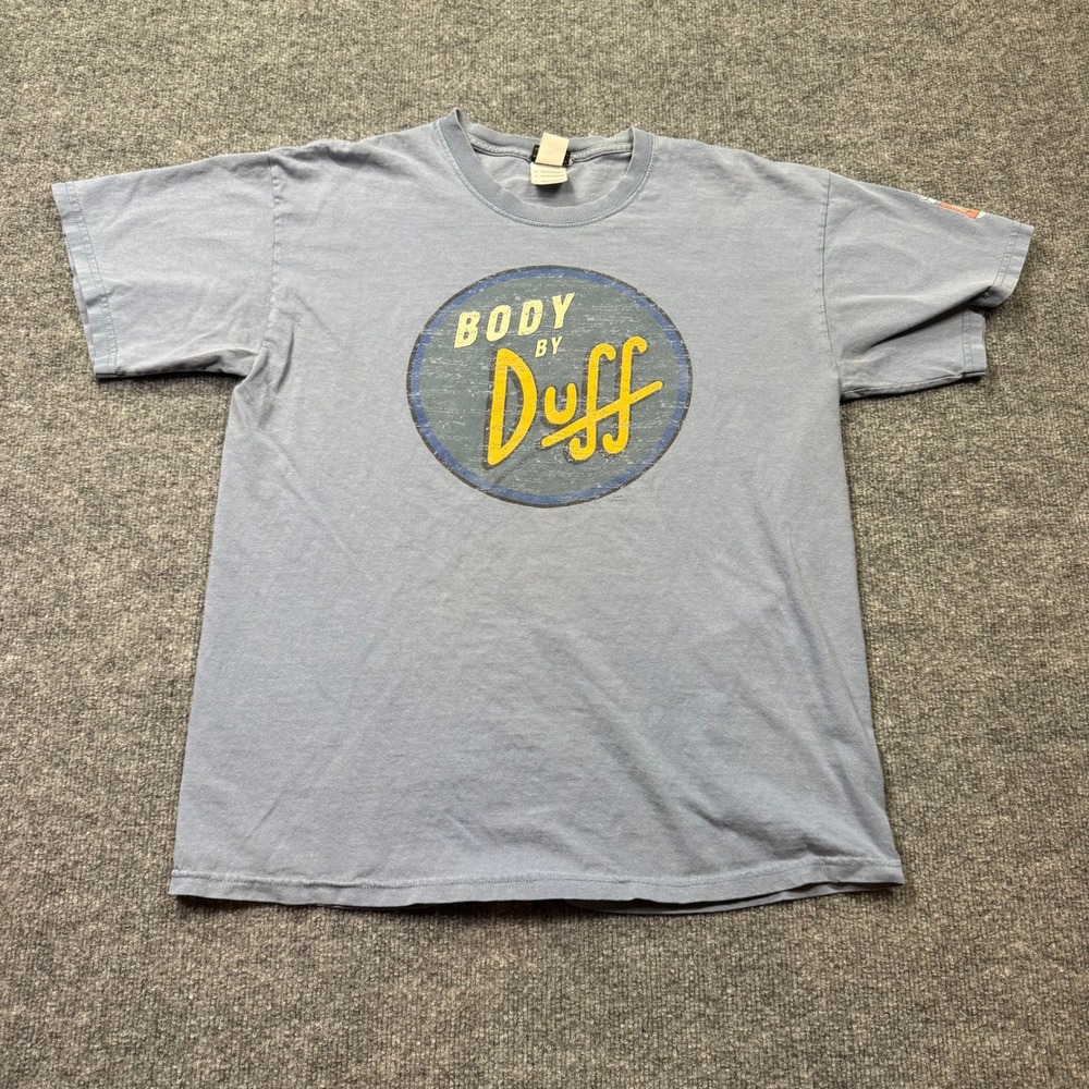 Universal Studios Body by Duff T-Shirt Mens L Blue Vintage Graphic Comedy